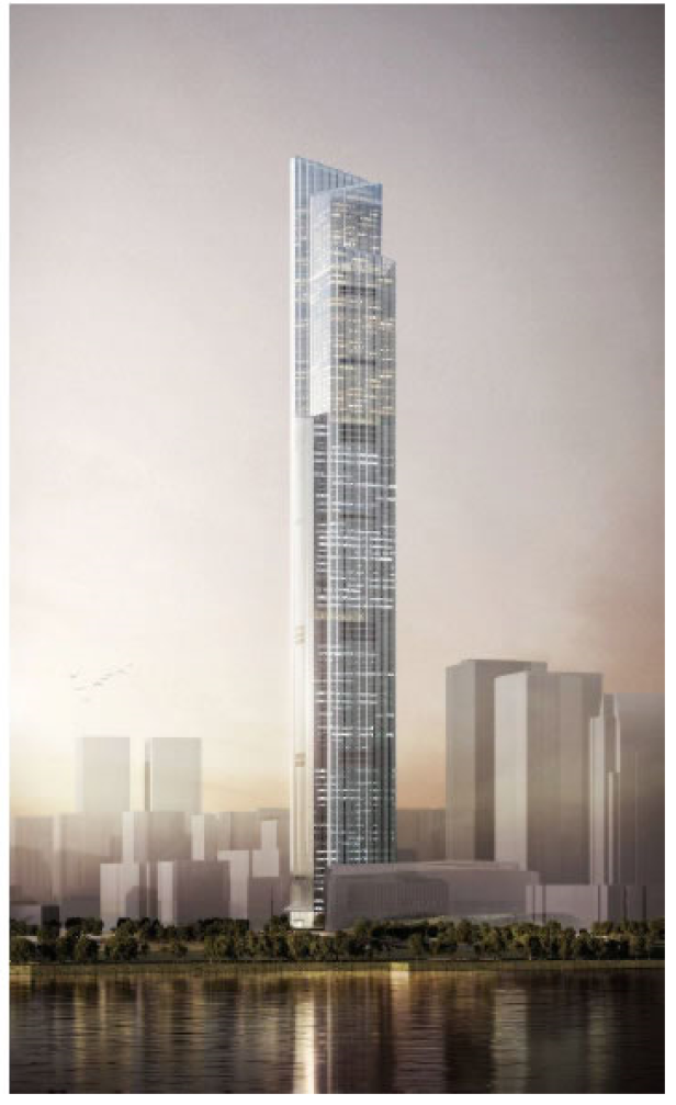Das geplante Hochhaus im CTF Center in Guangzhou, Hauptstadt der Provinz Guangdong