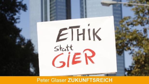 REUTERSProtesters display a placard Ethics instead of avarice in front of the headquarters of Deutsche Bank during a demonstration against banking and finance in Frankfurt October 15, 2011. Protesters worldwide geared up for a cry of rage on Saturday agai