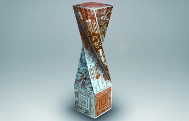 Die Trophäe: Die Gewinner aller Kategorien bekommen im Rahmen einer Gala am 8. November im Wiener MAK diese Trophäe überreicht. Dieser außergewöhnliche Preis wurde von der weltweit führenden Leiterplatten-Firma AT&S entworfen. Die Firma mit Hauptsit