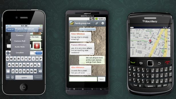 WhatsApp ist auf iPhone, Android, BlackBerry und Symbian verfügbar.