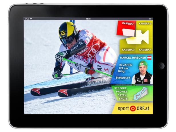 So sieht der Prototyp der Second Screen-Lösung des ORF aus, die anläßlich der Ski-WM in Schladming erstmals genutzt werden kann