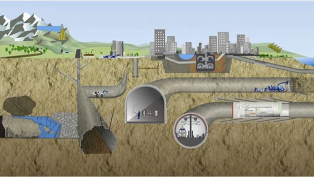 Das Projekt Zentrum am Berg (ZaB) in Eisenerz: Herzstück sind zwei 400 Meter lange, zweiröhrige Eisenbahn- und Autobahn-Tunnel