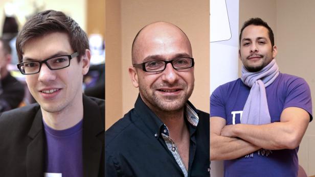 Kandidaten der Piratenpartei: Mario Wieser, Philip Pacanda und Rodrigo Jorquera (v.l.n.r.)