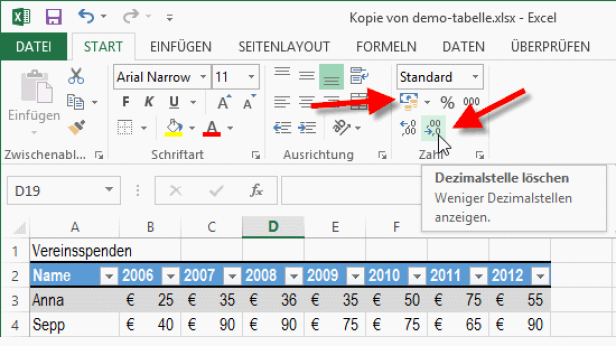 Zahlen formatieren