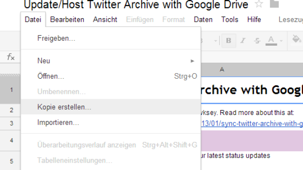 Kopie ins eigene Google Drive