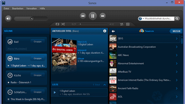 Stitcher Radio auf Sonos