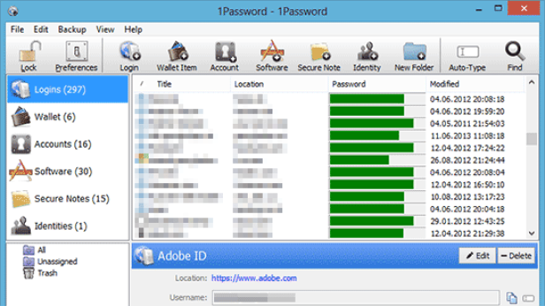 Passwortverwaltung in der Anwendung am Beispiel von 1Password.