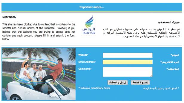 Blockade-Information statt Skype-Webseite
