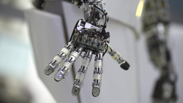 A hand of a robot is seen at the Robotics Innovati