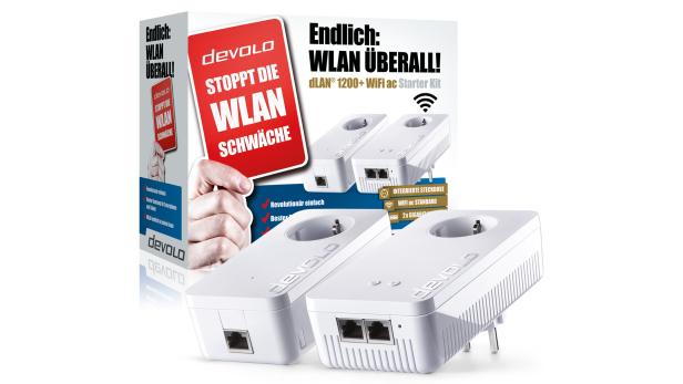 High-Speed-WLAN bietet das dLAN 1200+ WiFi ac Starter Kit