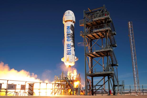 Blue Origin's New Shepard lifts off during a test in Van Horn