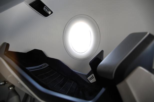 The view inside a replica Crew Dragon space craft is shown at SpaceX headquarters in Hawthorne, California