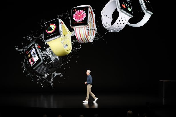 Tim Cook, CEO of Apple, speaks on stage for an Apple Inc product launch in Cupertino