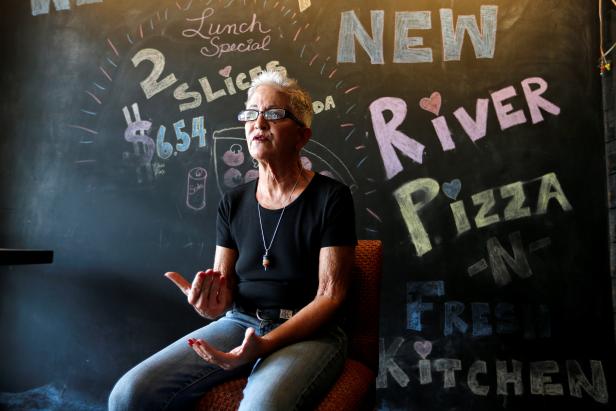 Debra Gureghian, general manager of New River Pizza and Fresh Kitchen, speaks with Reuters about her former employee, Cesar Altieri Sayoc, who was arrested during an investigation into a series of parcel bombs, at the restaurant in Fort Lauderdale Debra Gureghian, general manager of New River Pizza and Fresh Kitchen, speaks with Reuters about her former employee, Cesar Altieri Sayoc, who was arrested during an investigation into a series of parcel bombs, at the restaurant in Fort Lauderdale