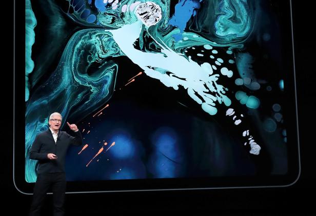 Apple CEO Tim Cook introduces the new iPad Pro during an Apple launch event in the Brooklyn borough of New York