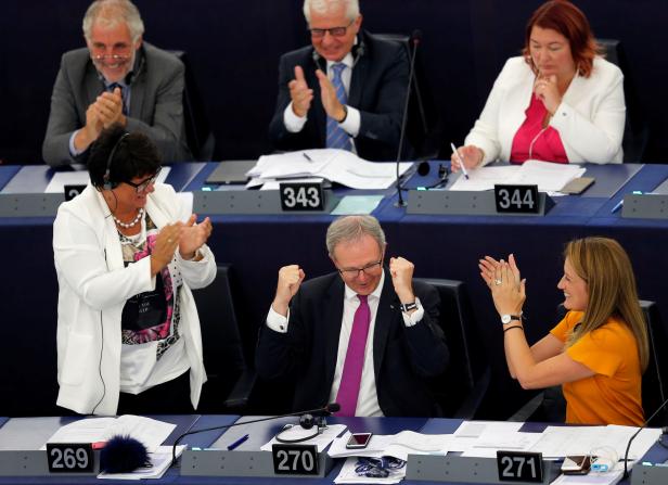 MEPs take part in a voting session at the European Parliament in Strasbourg