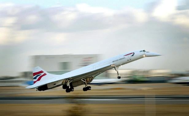 FILE PHOTO: The last British Airways passenger Concorde flight lands at London's Heathrow airport