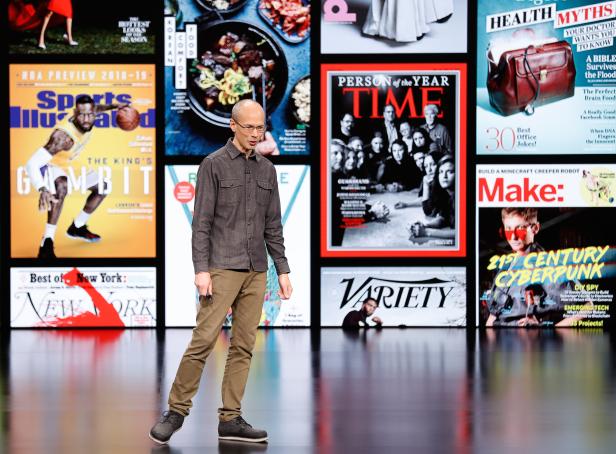 Roger Rosner, Vice President of Applications for Apple, speaks during an Apple special event at the Steve Jobs Theater in Cupertino