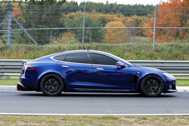 A Tesla Model S at the Nuerburgring race track