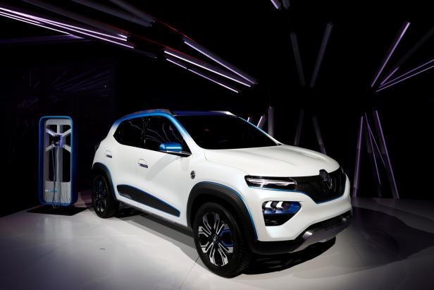 An electric show car called Renault K-ZE is pictured after its launch during an event entitled "The Electrical Revolution: The Story Continues" prior the opening of the Paris auto show in Paris