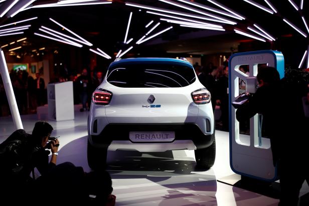 An electric show car called Renault K-ZE is pictured after its launch during an event entitled "The Electrical Revolution: The Story Continues" prior the opening of the Paris auto show in Paris