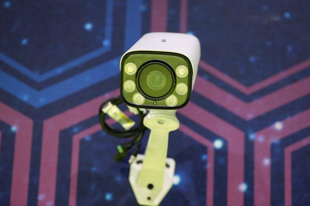 Huawei surveillance camera is seen displayed at an exhibition during the World Intelligence Congress in Tianjin