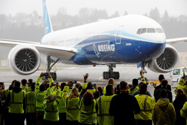 Boeing stages the first flight of its 777X plane in Seattle