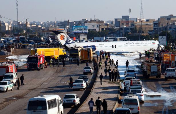 Iranian passenger plane skidds off runway onto road in southern city of Mahshahr