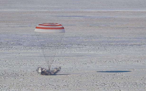 Soyuz MS-13 space capsule lands with Expedition 61 in Kazakhstan