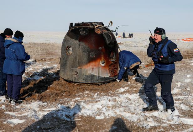 Soyuz MS-13 space capsule lands in Kazakhstan