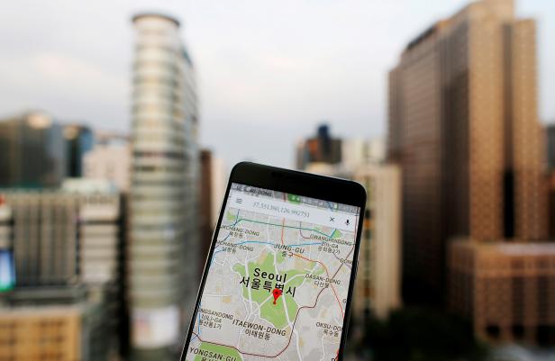 FILE PHOTO: A photo illustration shows Google Maps application displayed on a smartphone in Seoul