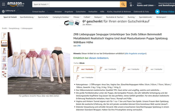 Child sex dolls on Amazon cause uproar