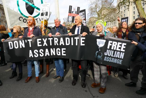 Protest rally agains Julian Assange extradition in London