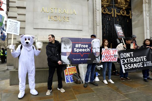 Protest rally agains Julian Assange extradition in London