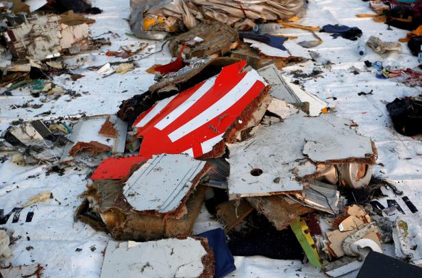 FILE PHOTO - Wreckage recovered from Lion Air flight JT610, that crashed into the sea, lies at Tanjung Priok port in Jakarta