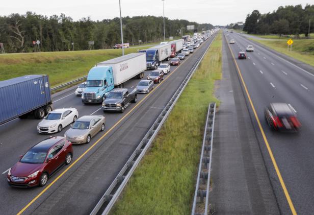 Hurricane Irma evacuation traffic in Lake Park, Georgia, USA