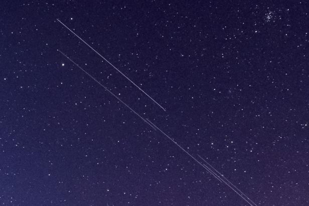 Starlink constellation visible in the sky