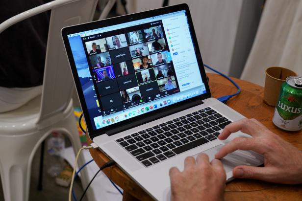 FILE PHOTO: A life drawing class is held over livestream due to social gathering restrictions to curb the spread of the coronavirus disease (COVID-19) in Sydney