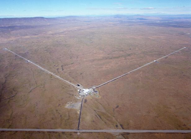 An aerial photo shows Laser Interferometer Gravitational-wave Observatory (LIGO) Hanford Washington