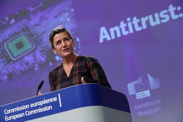 FILE PHOTO: EU Commission VP Vestager holds news conference in Brussels