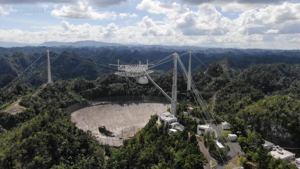 The Arecibo Observatory space telescope is seen in Arecibo