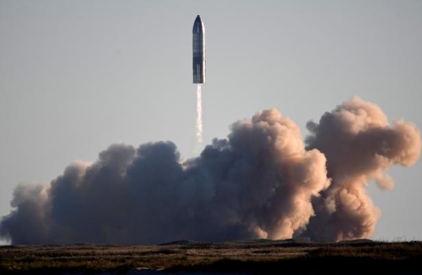 SpaceX launches its first super heavy-lift Starship SN8 rocket during a test from their facility in Boca Chica,Texas