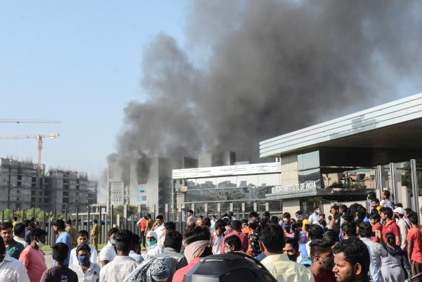 Smoke rises from fire at Serum Institute of India in Pune