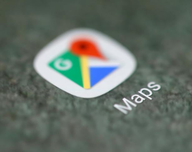FILE PHOTO: The Google Maps app logo is seen on a smartphone in this illustration