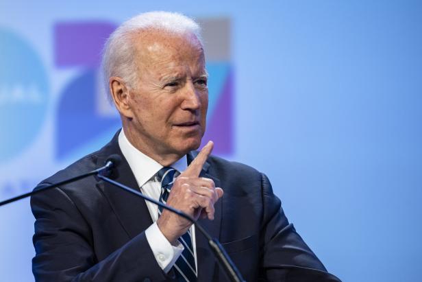 US President Joe Biden speaks during the National Education Association's annual meeting