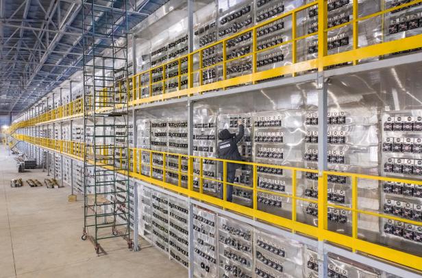 A view shows the data centre of BitRiver company providing services for cryptocurrency mining in Bratsk