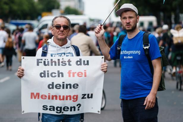 Unauthorized protest against anti-coronavirus measures held in Berlin