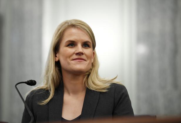 Former Facebook employee and whistleblower Frances Haugen testifies during a hearing entitled 'Protecting Kids Online: Testimony from a Facebook Whistleblower' in Washington