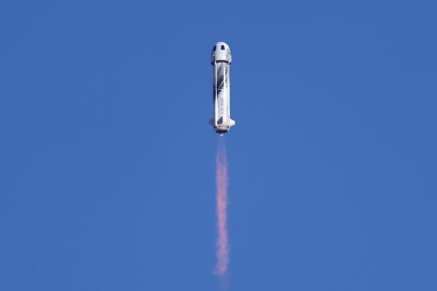 Blue Origin New Shepard rocket blasts off carrying Star Trek actor William Shatner on suborbital flight