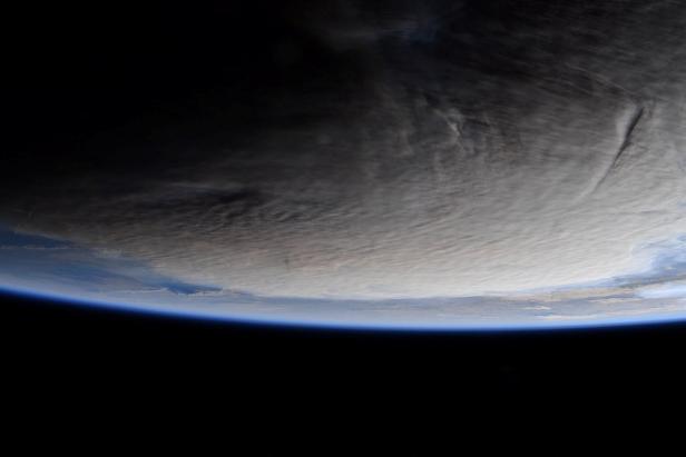 Ash from underwater volcanic eruption in Tonga is visible from the International Space Station